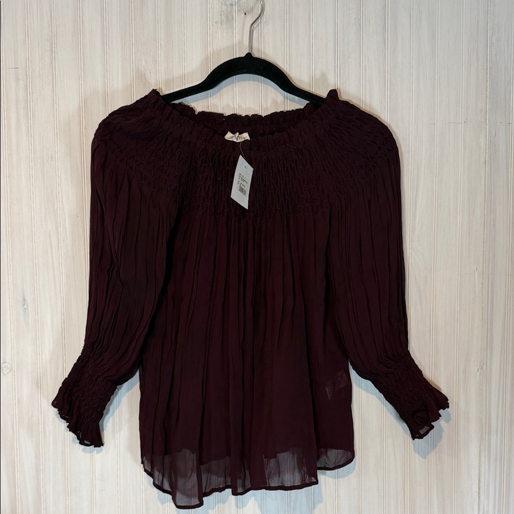 NWT LOVESHACKFANCY HAND SMOCKED ROMY TOP SHEER XS